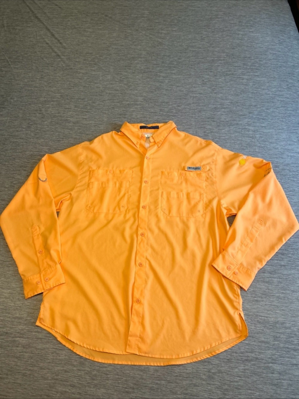 Columbia PFG Tamiami II Shirt Mens Large Orange Long Sleeve Button Up Fishing